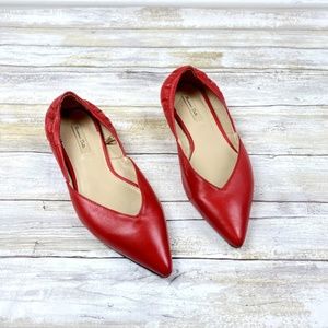 Massimo Dutti Red Leather Ballerina Flats Size 5